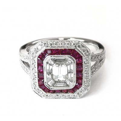 NJ Design Diamond Ruby Ring