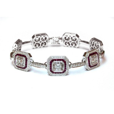 NJ Design Diamond Ruby Bracelet
