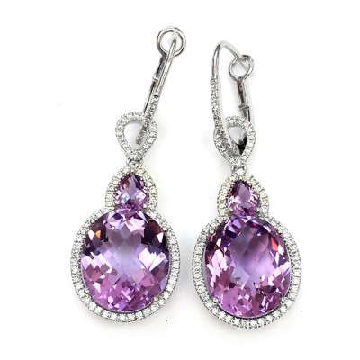 NJ Design Diamond Amethyst Earrings