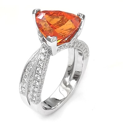 NJ Design Diamond Mandarin Garnet Ring