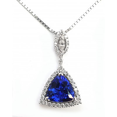 NJ Design Tanzanite-Diamonds Necklace 