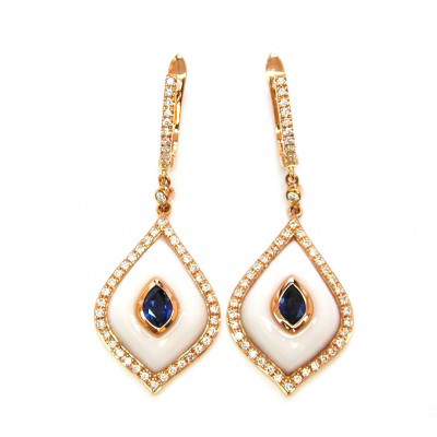 NJ Design Diamond, Sapphire &  White Onyx Earrings
