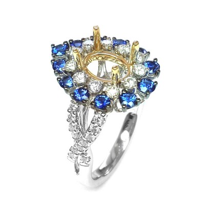 NJ Design Diamond  Sapphire Ring