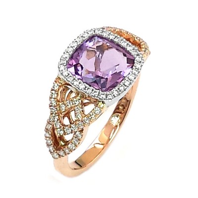 NJ Design Diamond Amethyst Ring