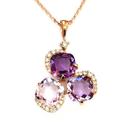 NJ Design Diamond Amethyst Necklace