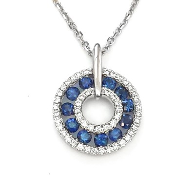 NJ Design Diamond Sapphire Pendant