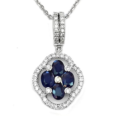 NJ Design Diamond Sapphire Necklace