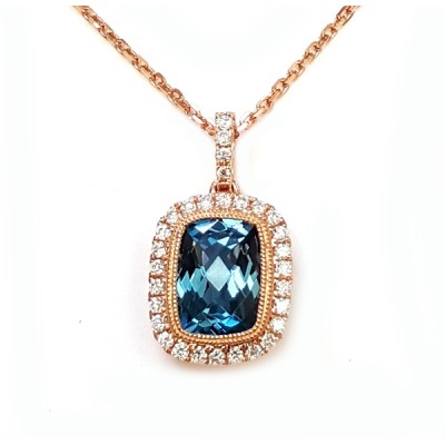 NJ Design Diamonds-Blue Topaz Necklace 
