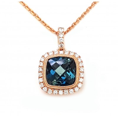 NJ Design Diamond-Blue Topaz necklace