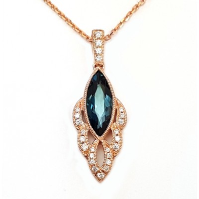 NJ Design Diamonds-Blue Topaz Necklace 