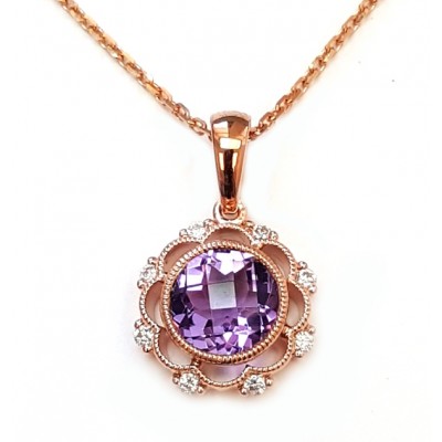 NJ Design Diamonds-Amethist Necklace 