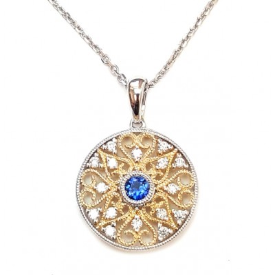 NJ Design Diamonds-Sapphire Necklace 