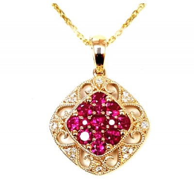 NJ Design Diamonds-Rubies Necklace 