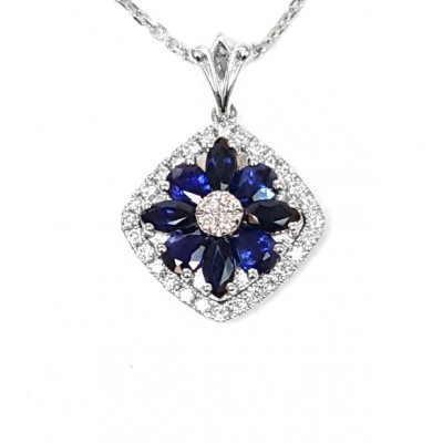 NJ Design Diamonds-Sapphire Necklace 