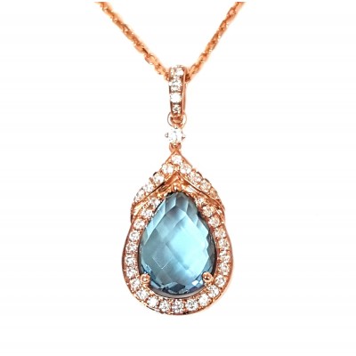 NJ Design Diamond-Blue Topaz necklace