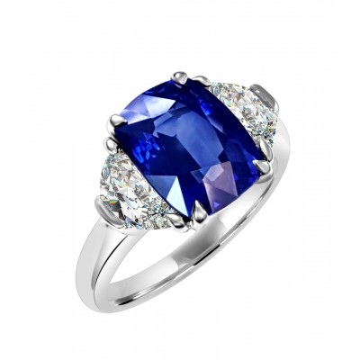 NJ Design Diamond-Sapphire Engagement Ring